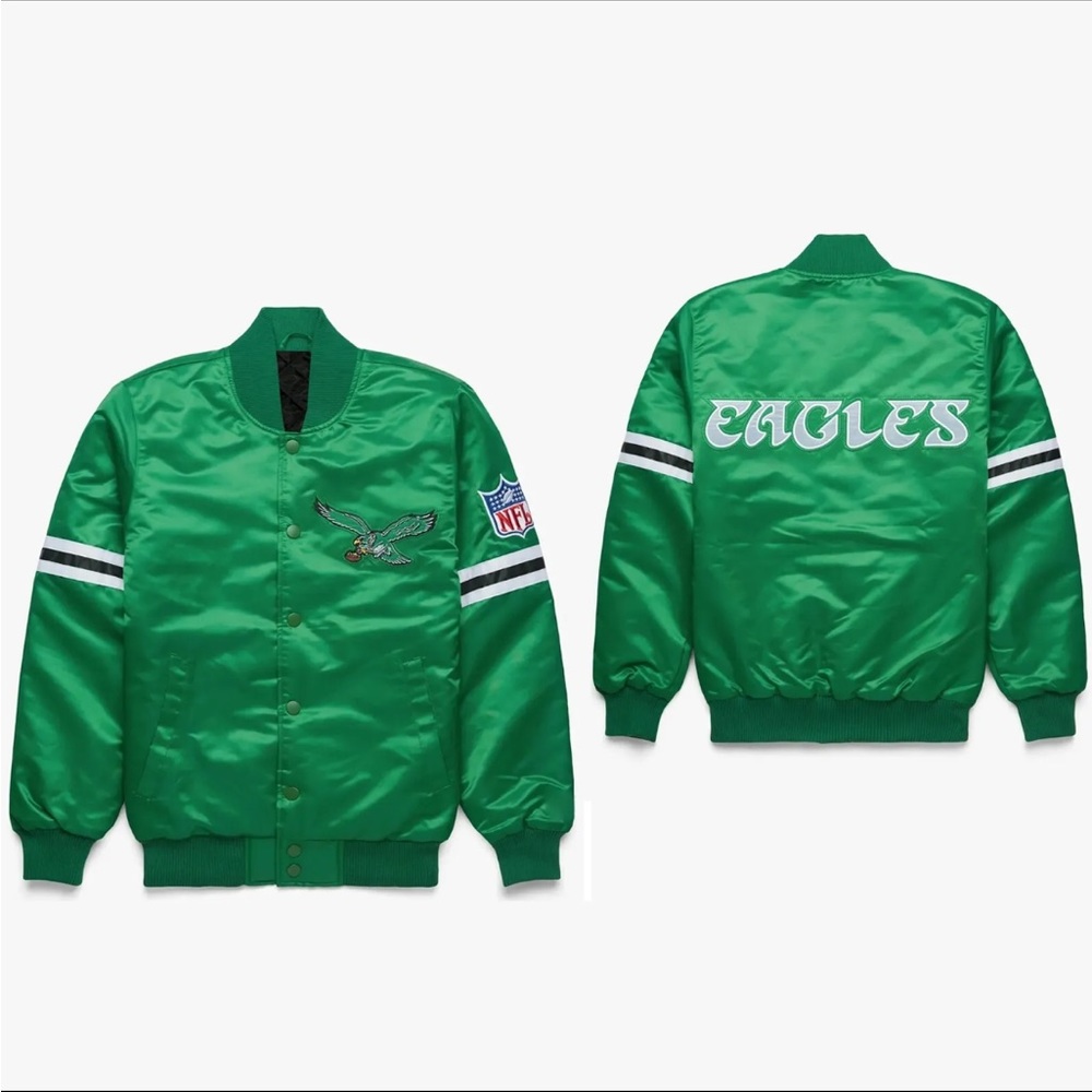NFL Philadelphia Eagles Kelly Green Unisex Satin Bomber Style Varsity Ja…
